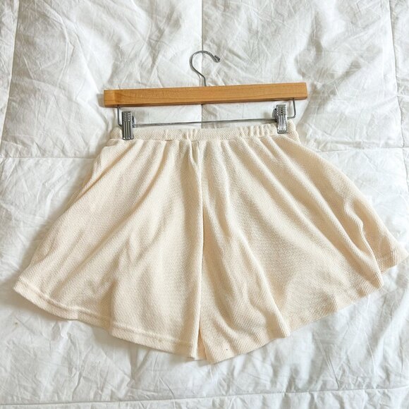 Sabo Cream Waffle Knit Lounge Shorts Size XS Drawstring Elastic Waist - Picture 7 of 7